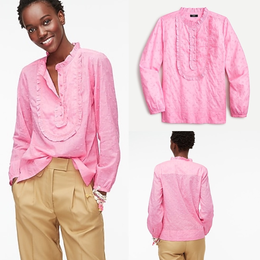 J. Crew Long-sleeve Ruffle Shirt In Floral Eyelet - Picture 1 of 6